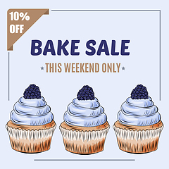 Image showing Bake Sale banner template with cupcake