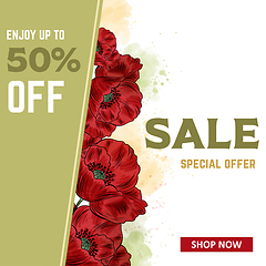 Image showing Sale banner template with poppies