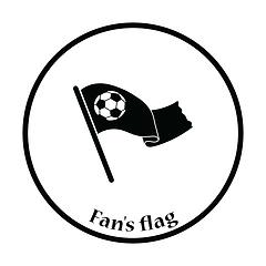 Image showing Football fans waving flag with soccer ball icon