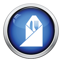 Image showing Fork and knife wrapped napkin icon