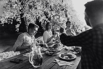 Image showing french dinner party on summer