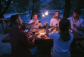 Image showing french dinner party on summer