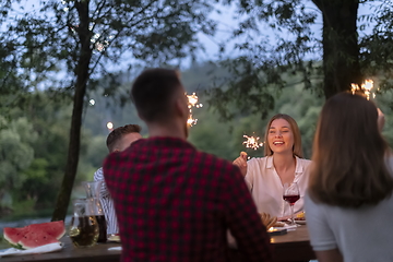 Image showing french dinner party on summer