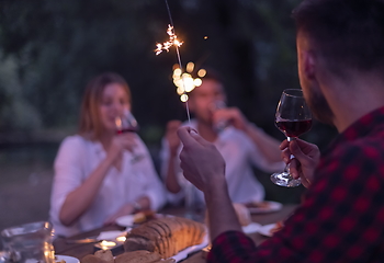 Image showing french dinner party on summer