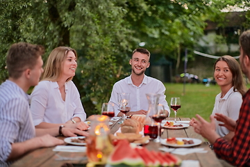 Image showing french dinner party on summer