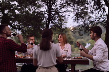 Image showing french dinner party on summer