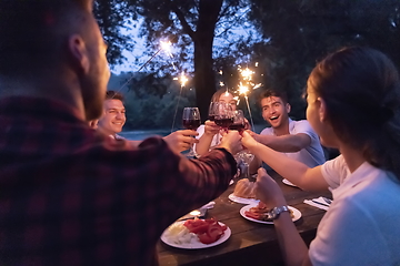 Image showing french dinner party on summer