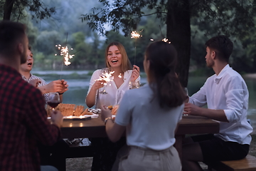 Image showing french dinner party on summer