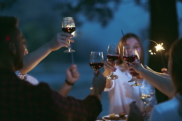 Image showing french dinner party on summer