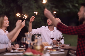 Image showing french dinner party on summer