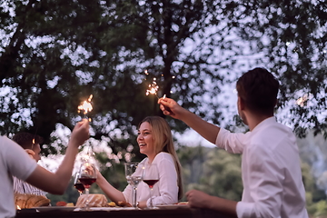 Image showing french dinner party on summer