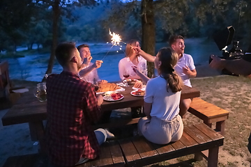 Image showing french dinner party on summer