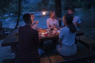 Image showing french dinner party on summer