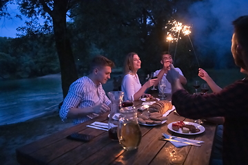 Image showing french dinner party on summer