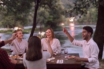 Image showing french dinner party on summer