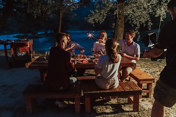 Image showing french dinner party on summer