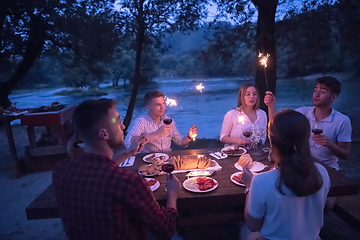 Image showing french dinner party on summer