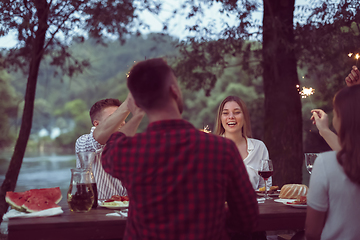 Image showing french dinner party on summer