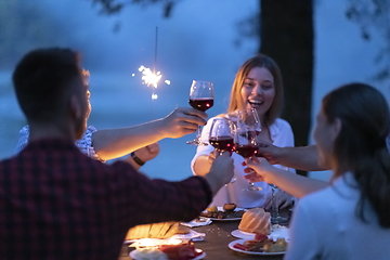 Image showing french dinner party on summer