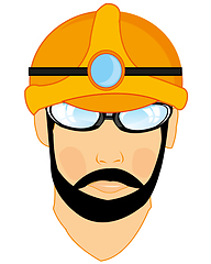 Image showing Portrait men miner in helmet with flash-light