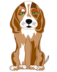 Image showing Sitting dog of the sort beagle cartoon