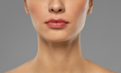 Image showing close up of beautiful young woman face and neck