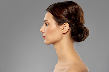 Image showing profile of beautiful woman with bare shoulders