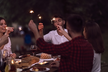 Image showing french dinner party on summer