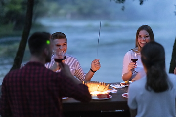 Image showing french dinner party on summer