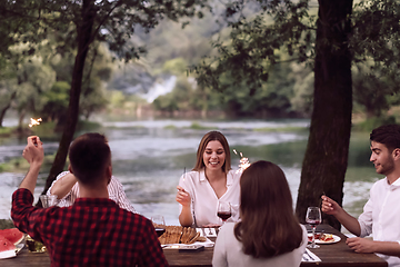 Image showing french dinner party on summer