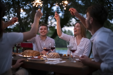 Image showing french dinner party on summer