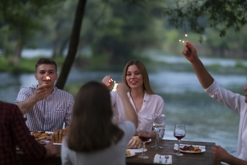 Image showing french dinner party on summer