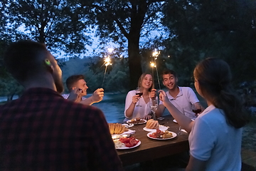 Image showing french dinner party on summer