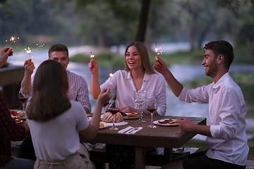 Image showing french dinner party on summer