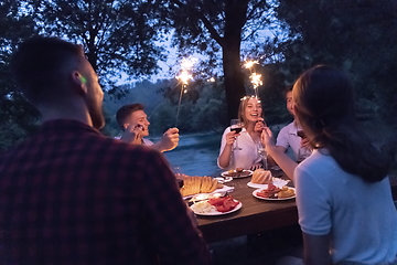 Image showing french dinner party on summer