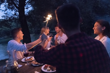 Image showing french dinner party on summer