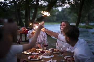 Image showing french dinner party on summer