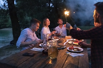 Image showing french dinner party on summer