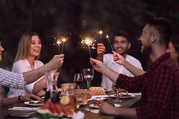 Image showing french dinner party on summer