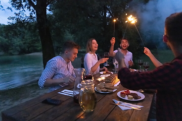 Image showing french dinner party on summer