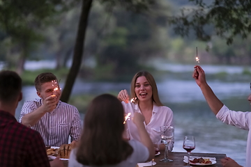 Image showing french dinner party on summer