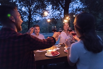 Image showing french dinner party on summer