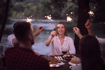 Image showing french dinner party on summer