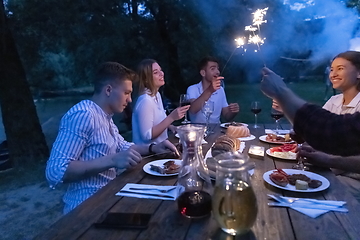 Image showing french dinner party on summer