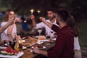 Image showing french dinner party on summer