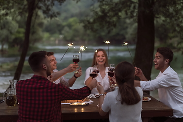 Image showing french dinner party on summer