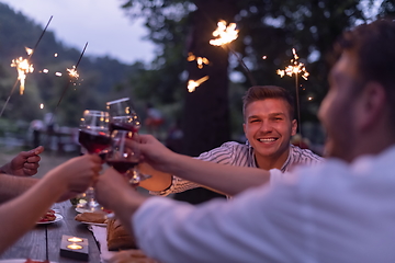 Image showing french dinner party on summer