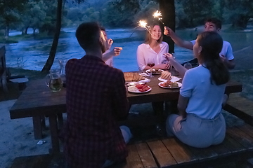 Image showing french dinner party on summer