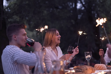 Image showing french dinner party on summer