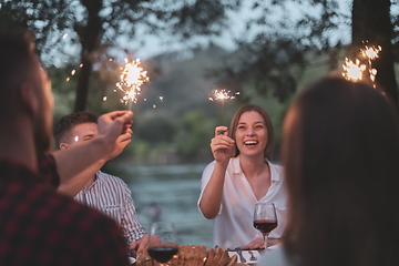 Image showing french dinner party on summer